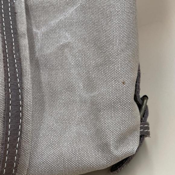 Myra Canvas Cafe Print Backpack in Beige and Brown Weathered Worn Look Myra main image 4